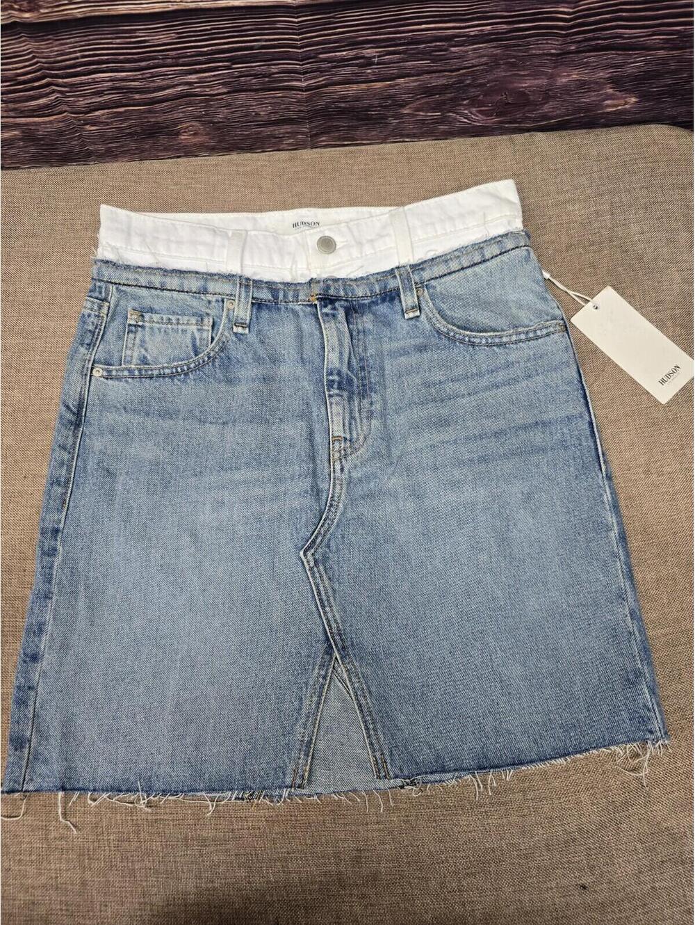Hudson Skirt Women's 27 Blue Lulu White Charger Denim NWT